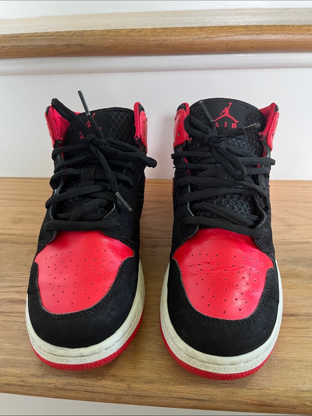 Jordan Kids' Black and Red High-Top Sneakers